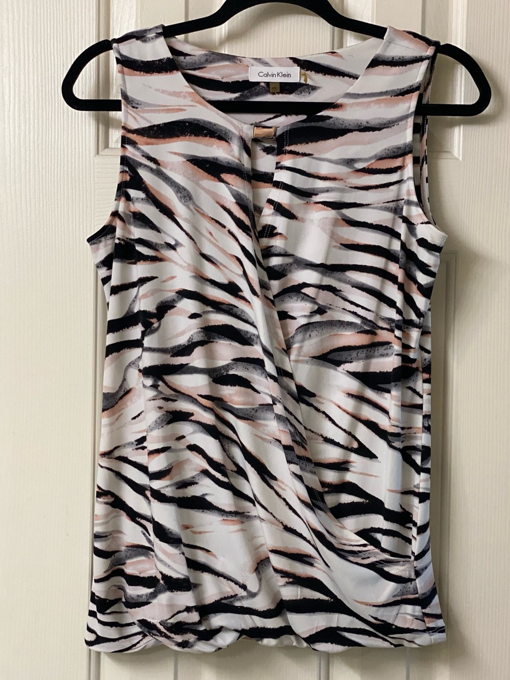Calvin Klein Faux Wrap Animal Inspired Stripe Sleeveless Tank Top Size XS